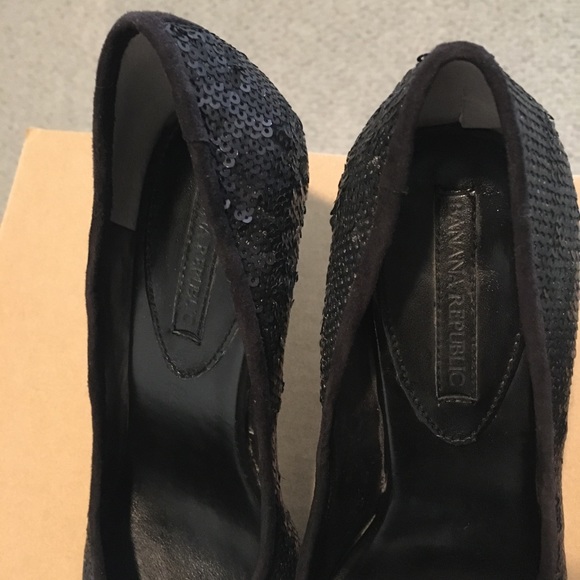 Banana Republic black sequin peep toe heels size 8 - Picture 14 of 14